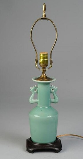 Chinese Celadon Mallet Vase as Lamp