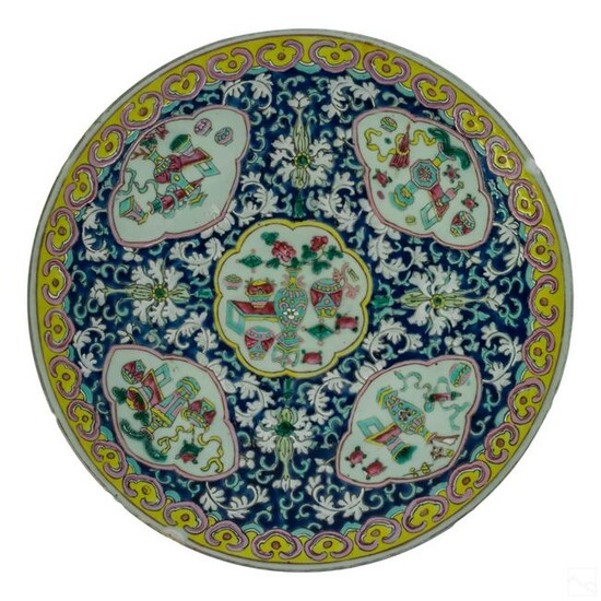 Chinese Famille Rose Porcelain Flora Charger Plate