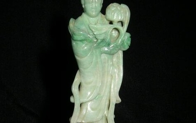 Chinese Jadeite Statue of a Lady, 19th Century