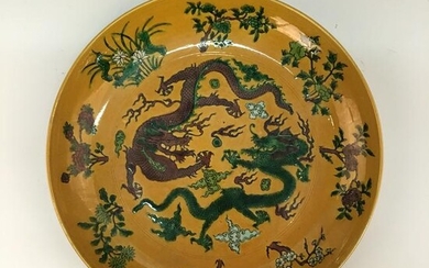 Chinese Susancai 'Dragon' Plate, Kangxi Mark