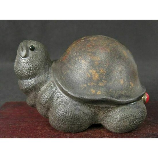 Chinese Tortoise Shape Carved Pottery Snuff Bottle