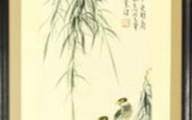 Chinese Watercolor & Ink Painting of Birds