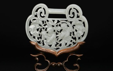 Chinese White Jade Carved Plaque, 18-19th Century