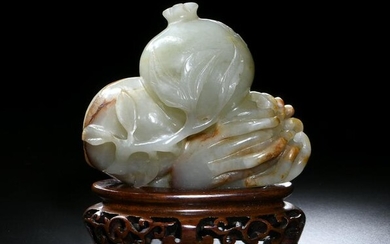 Chinese White Jade Fruit Carving, 17-18th Century