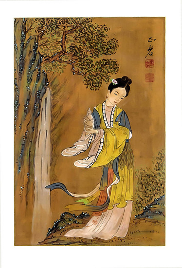 Chinese painting, 20th cent., tempera u. ink on...