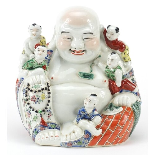 Chinese porcelain figure of Buddha with children, impressed ...