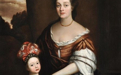 Circle of Michael Dahl (Swedish 1659-1743), Portrait of Mrs Curson and her son John Curson from Kirby Hall