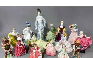 Collection of 15 Royal Doulton figurines including Delight, ...