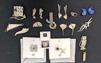 Collection of Modernist Jewelry. Mostly sterling. Thre