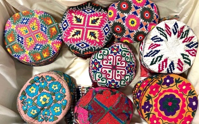 Collection of hats from the Sindh and Swat regions, Pakistan