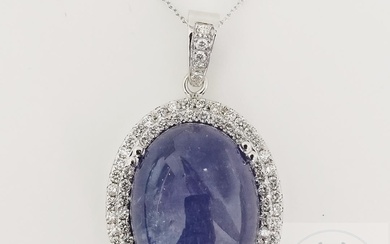 Collier de 46.77ct Tanzanite et Diamant avec pendentif Avec certificat AIG No. G91154377BE - Matière...