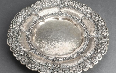 Continental 800 Silver Repousse Footed Tray