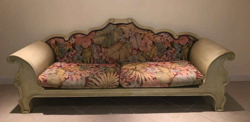 Custom Carved Plantation Style Oversized Couch