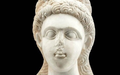 Cypro-Archaic Marble Head of a Female Votary