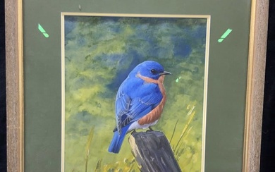 DASibley Sgd Blue Bird Watercolor Painting