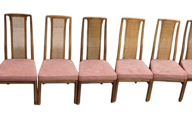 DREXEL HERITAGE FURNISHINGS; a set of eight rattan backed dining...