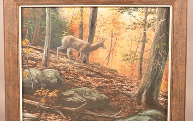 Daniel Christ White-tailed Deer Oil Painting.