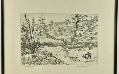 Darrell W. Brothers Etching, "Quarry Landscape"