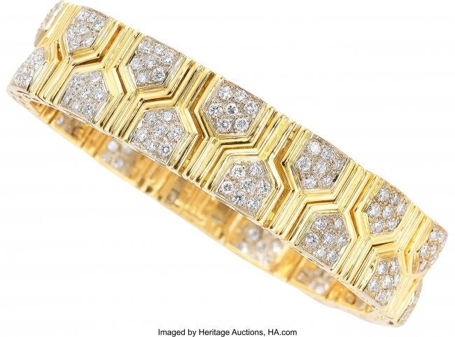 Diamond, Gold Bracelet Stones: Full-cut diamonds