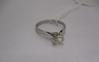 Diamond Solitaire Ring Set in White Metal, diamond approx 0....