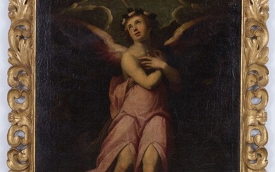 Dipinto olio su tela raff. 'ANGELO'. XVII secolo. In...