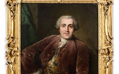 Donatien NONOTTE (1708-1785) Portrait d'Etienne Grangier (1719-1797) Toile. Signé en haut au centre gauche :...
