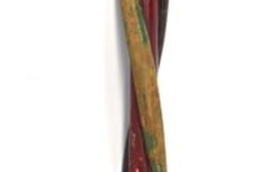 Double Snake Carved & Painted Folk Art Cane