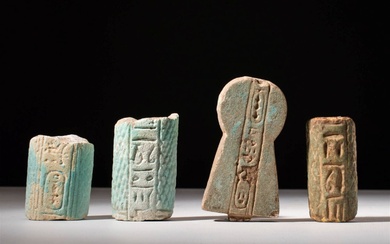 EGYPTIAN PALE GREEN FAIENCE AMULETS