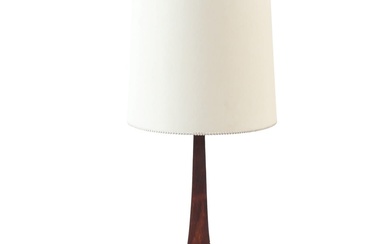 ELEGANT ROSEWOOD AND BRONZE TABLE LAMP WITH SHADE C 1960.