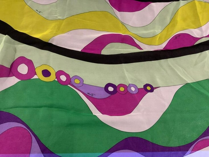 EMILIO PUCCI Signed Italian Silk Patterned Scarf