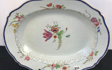 Early 1700's French Tin Glazed Oval Open Bowl