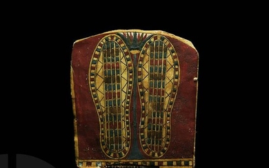 Egyptian Cartonnage Foot Covering with Feet and Lotus