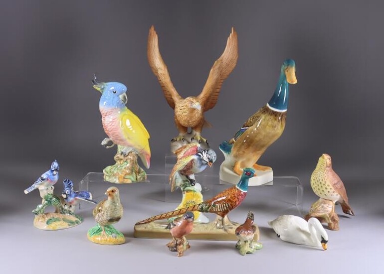 Eleven Beswick Pottery Bird Models, including - golden eagle,...