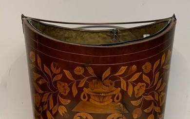 English Marquetry Inlaid Peat Bucket
