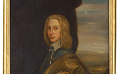 English School, late 17th Century, Portrait of a young gentleman, traditionally identified as Peter Bathurst (1687-1748), half-length, in a blue doublet and golden cloak