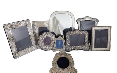 English Sterling Picture Frames and Mirrors (9pcs)