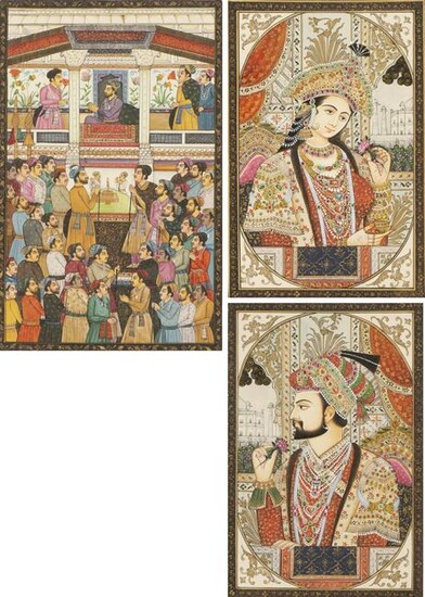 Ensemble de trois miniatures indiennes du Rajasthan