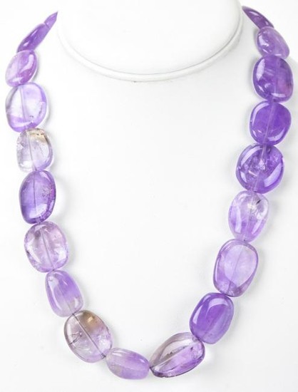 Estate 14k Yellow Gold Amethyst Necklace Strand