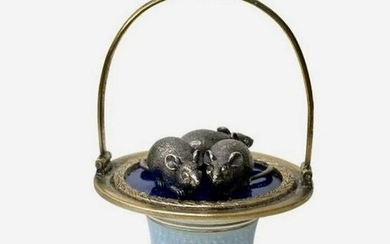 FABERGE SILVER AND ENAMEL BASKET