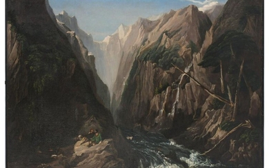 FINE 19TH CENTURY CANYON RIVER PAINTING