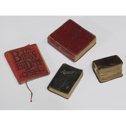 FOUR MINIATURE BOOKS INC. LEATHER COVERED AND A COPY OF THE ...