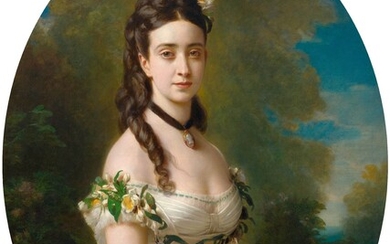 FRANZ XAVER WINTERHALTER(Menzenschwand 1805-1873 Frankfurt a. M.)La belle américaine. Circa 1868-1869.Huile sur toile. 115 ×...
