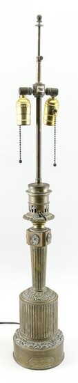 FRENCH BRASS MODERATOR COLUMN LAMP Early 20th Century