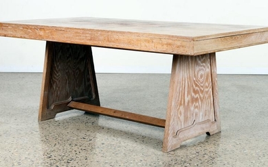 FRENCH CERUSED OAK DINING TABLE C. 1940