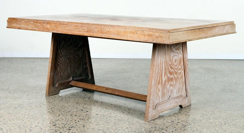 FRENCH CERUSED OAK DINING TABLE C. 1940