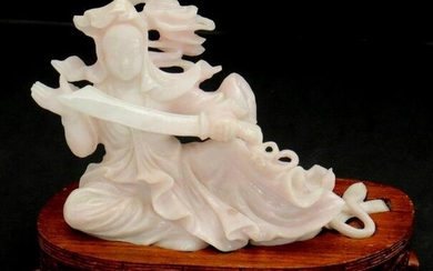 Fine Vintage Chinese Hand Carved Jade Warrior With