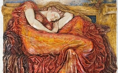 "Flaming June" Marble & Composition Relief