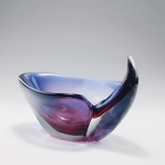 Flavio Poli, 'Sommerso blu rubino' bowl, c. 1954