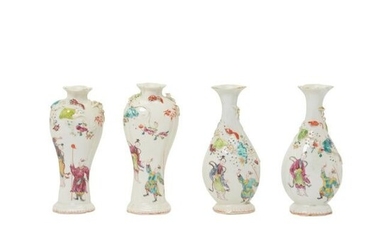 Four Chinese Export Porcelain Garniture Vases.