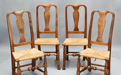 Four New England Queen Anne Spanish Foot Chairs